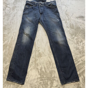 Diesel Darron Jeans Mens 32x30 Dark Wash Slim Tapered Made in Italy Distressed